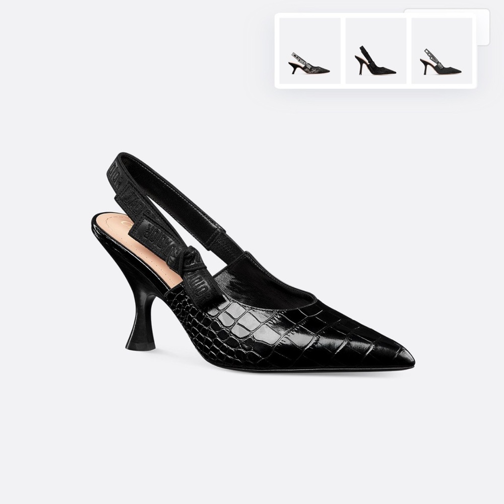 Dior Women's Black Croc-Embossed Heels